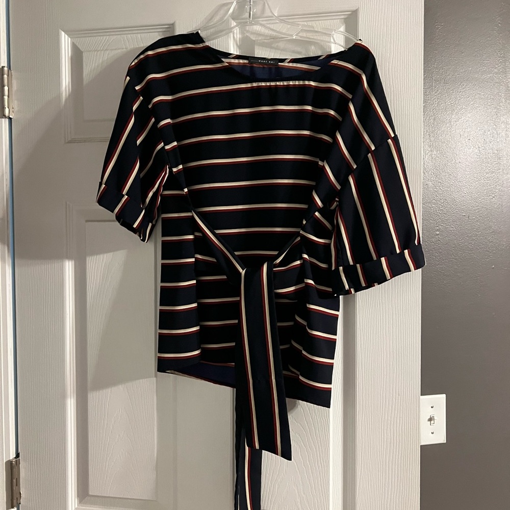 Stripe tie blouse